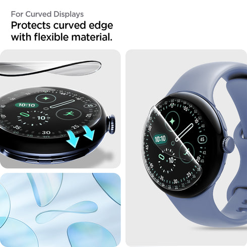 Spigen Pixel Watch 4/3 (45mm) Screen Protector - EliteShield EZ Fit (2 Pack)